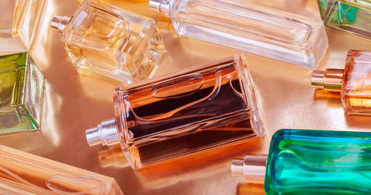 A collection of perfume bottles in a person's scent wardrobe.